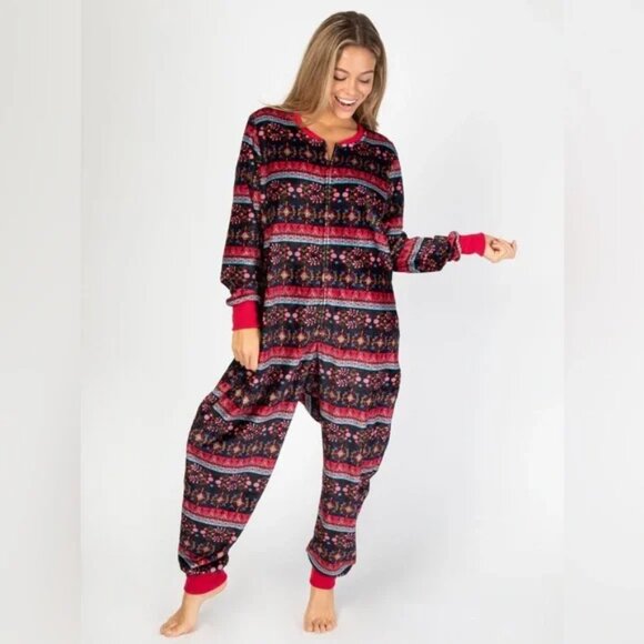 Natural Life Fleece Jumpsuit Lounge Wear Floral  Sz XS/S - Picture 1 of 10